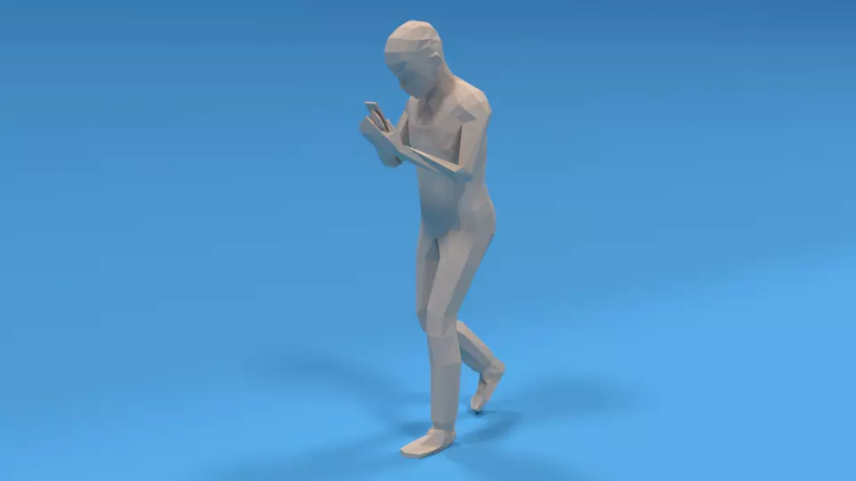 Low Poly Kid Walking With a Mobile Phone Low-poly 3D model