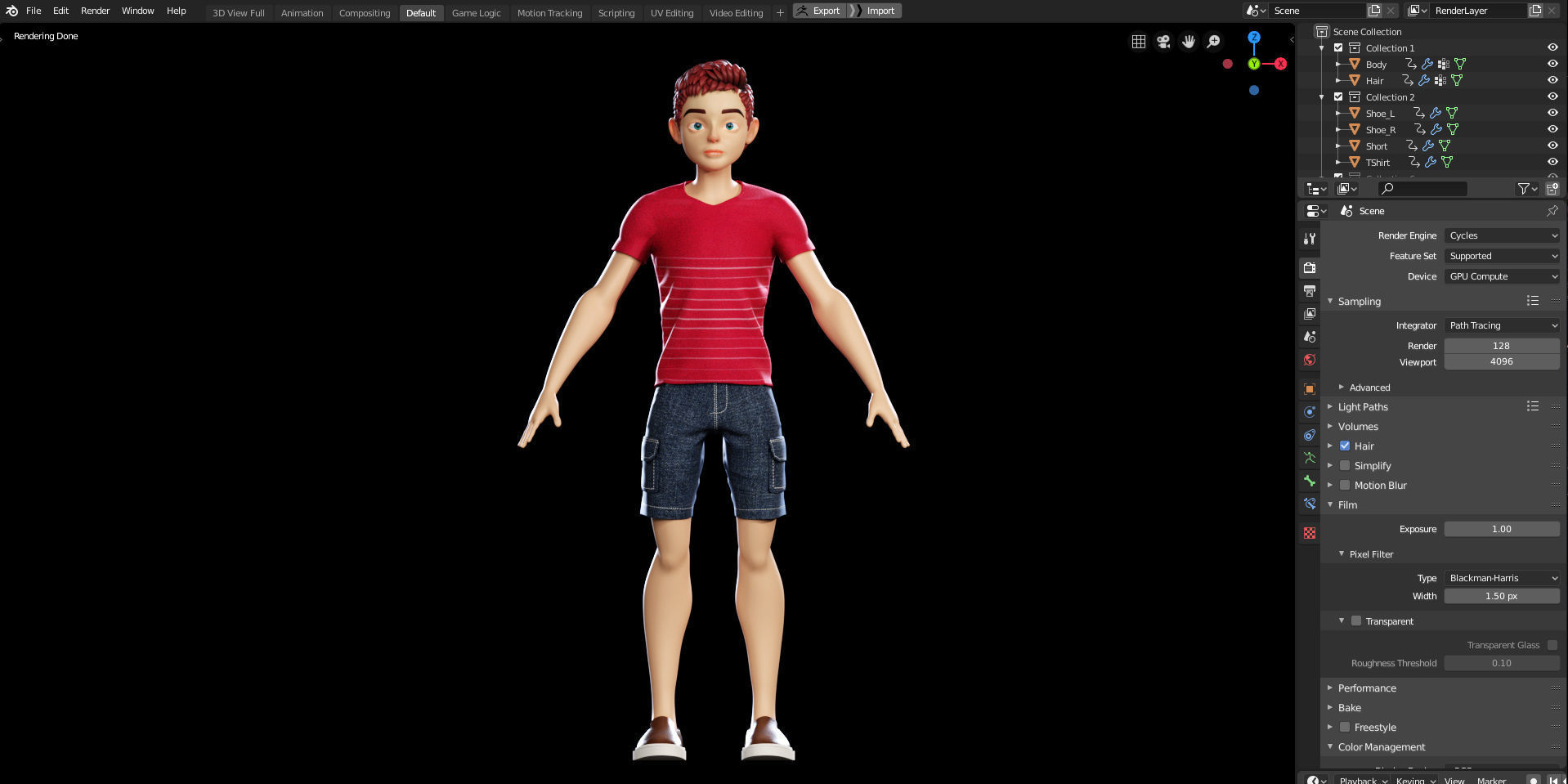 Rigged - Stylized Character Boy  - Blender Cycles And Eevee 3D model_4