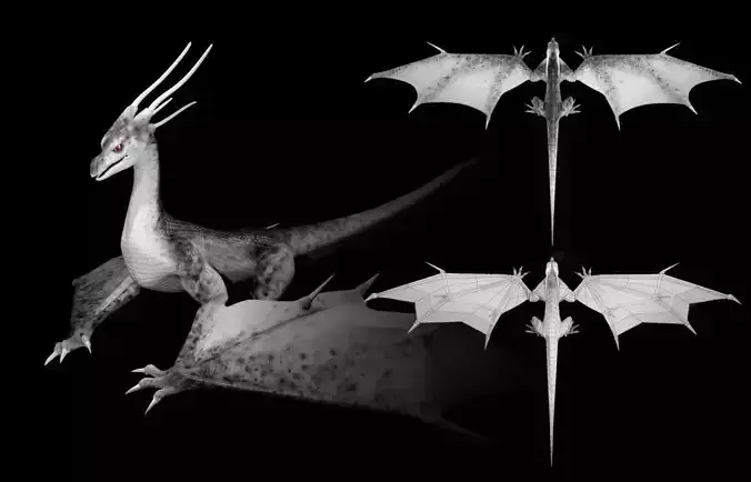 Lowpoly Animated Storm Dragon Low-poly 3D model