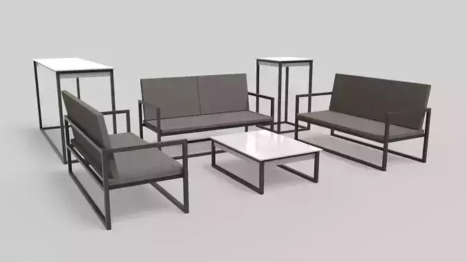 Modern Minimal Bench and Tables Set