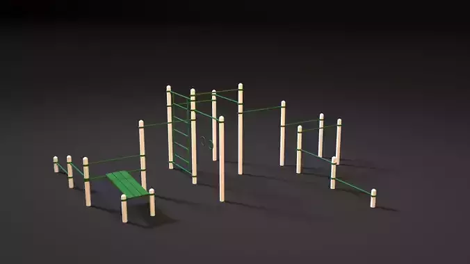 Workout 5 wooden playground set with poles