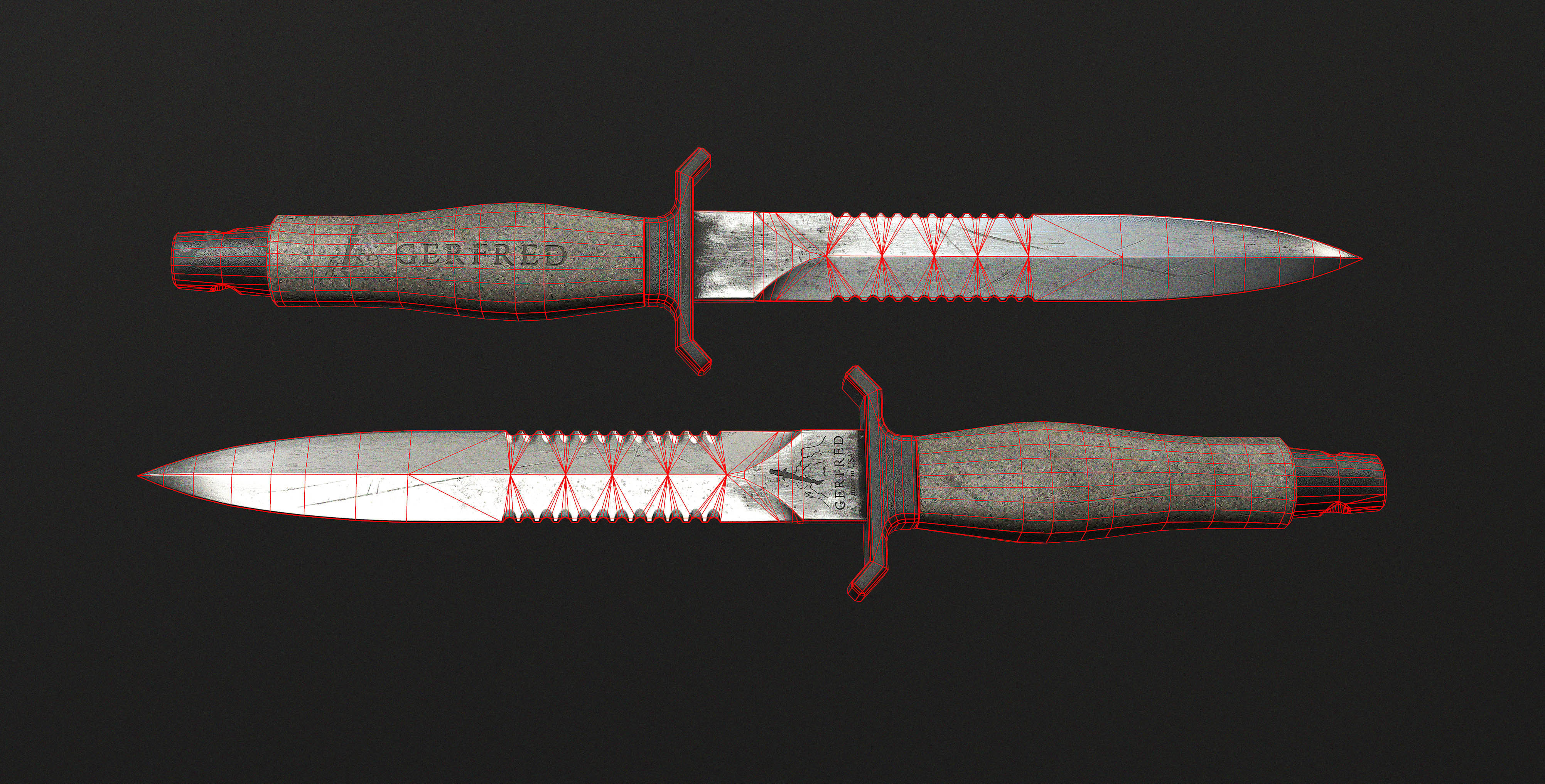 Knife Gerfred Low-poly 3D model_4
