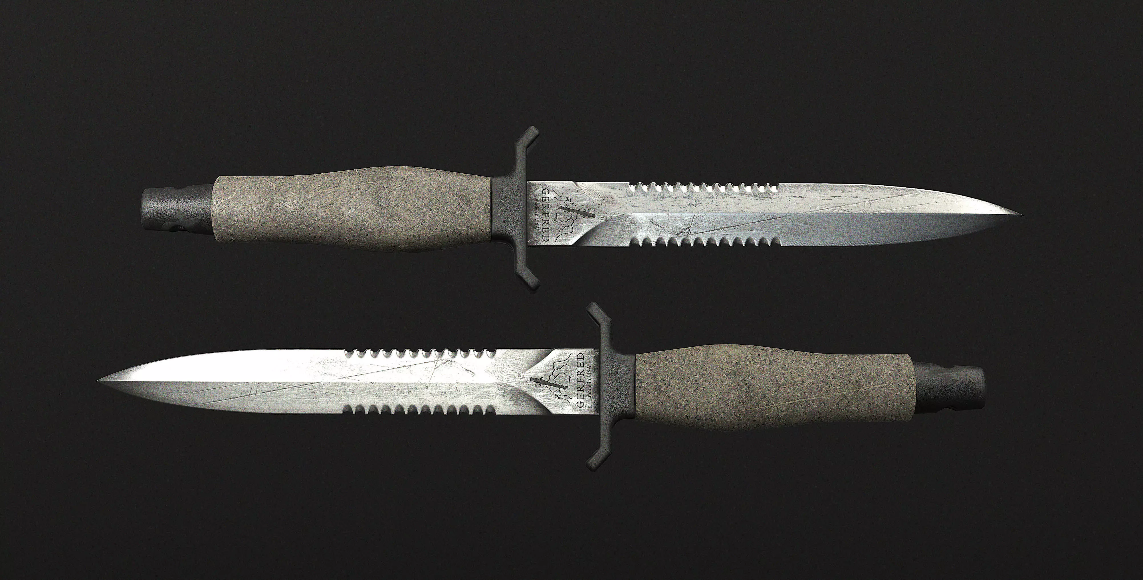 Knife Gerfred Low-poly 3D model_0