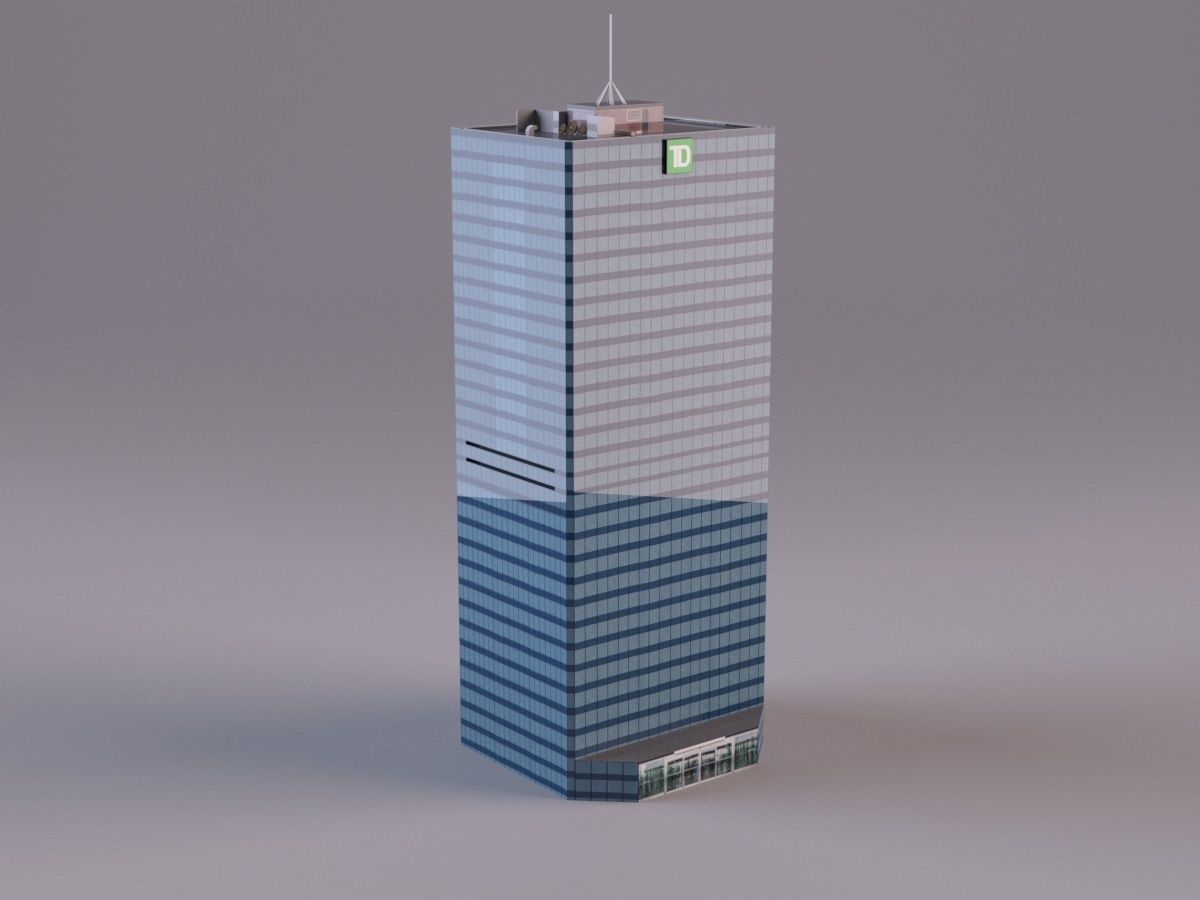 TD Tower Vancouver - Ultra-Low-Poly 3D Model Low-poly 3D model_1