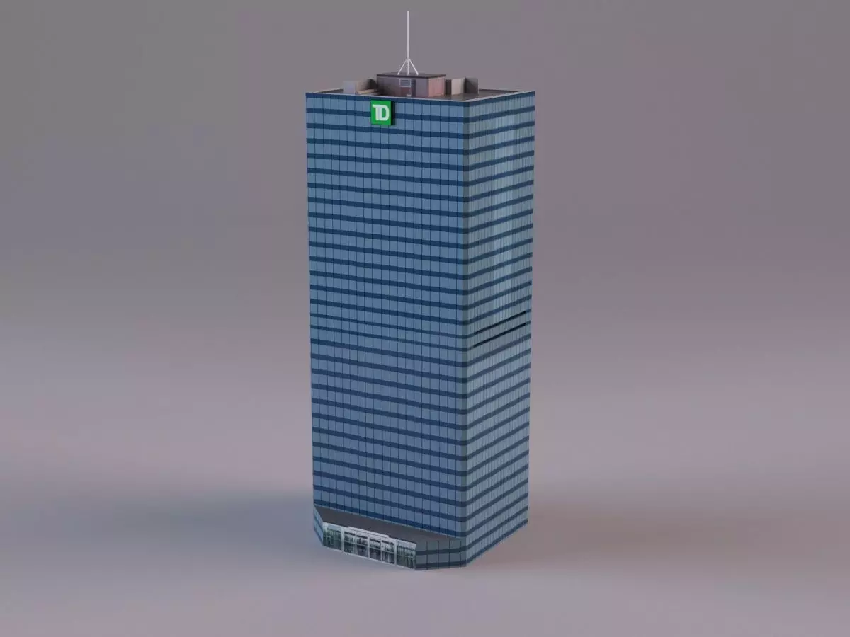 TD Tower Vancouver - Ultra-Low-Poly 3D Model Low-poly 3D model_0