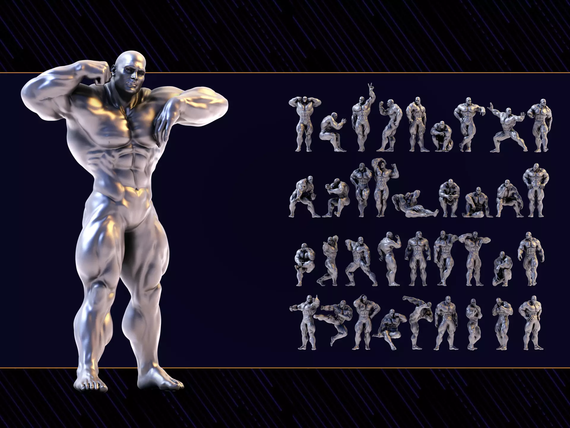 54 Bodybuilder Figure Printable Set-01 3D print model