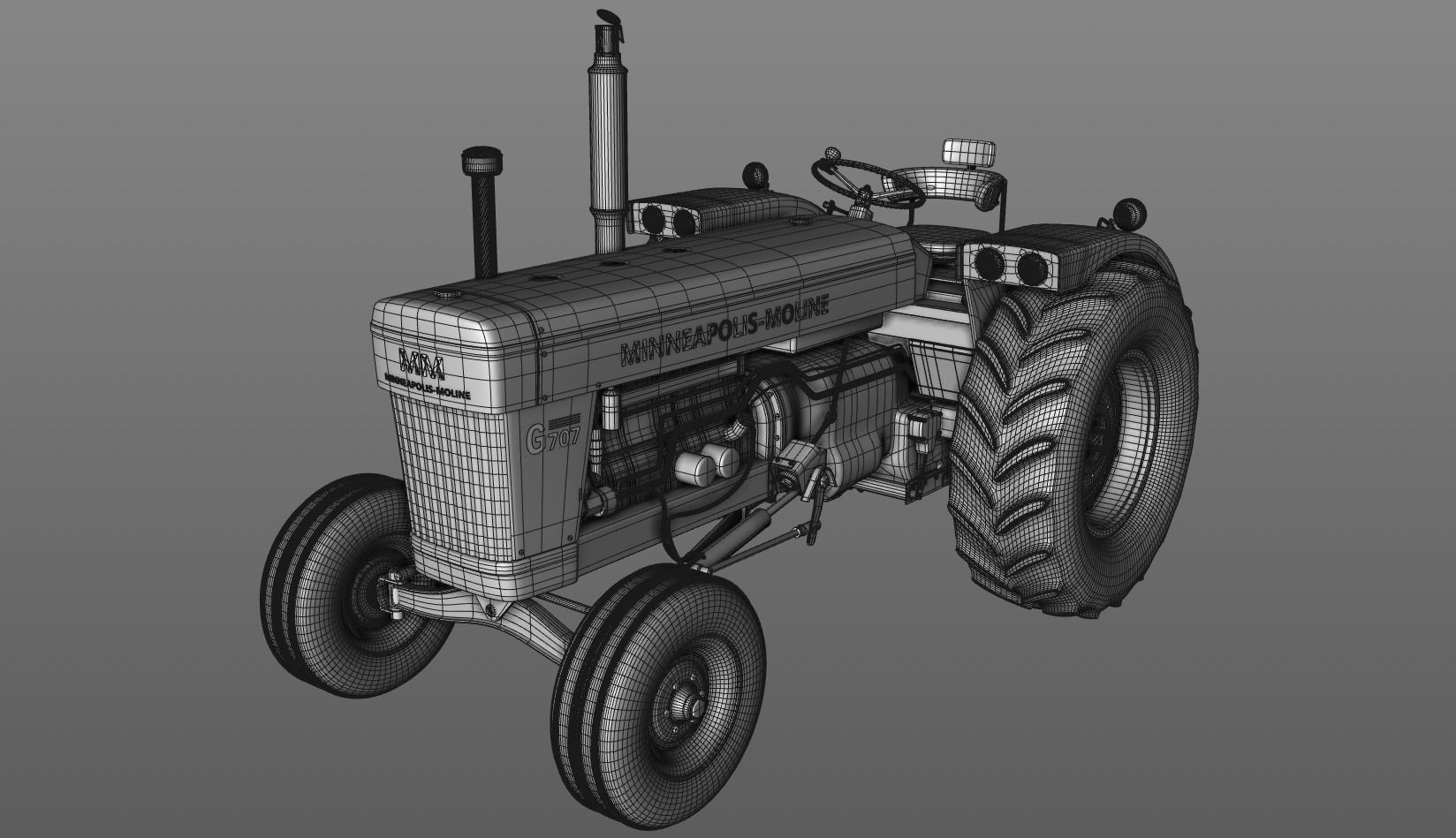 MINNEAPOLIS MOLINE G707 1965 Tractor 3D model_10