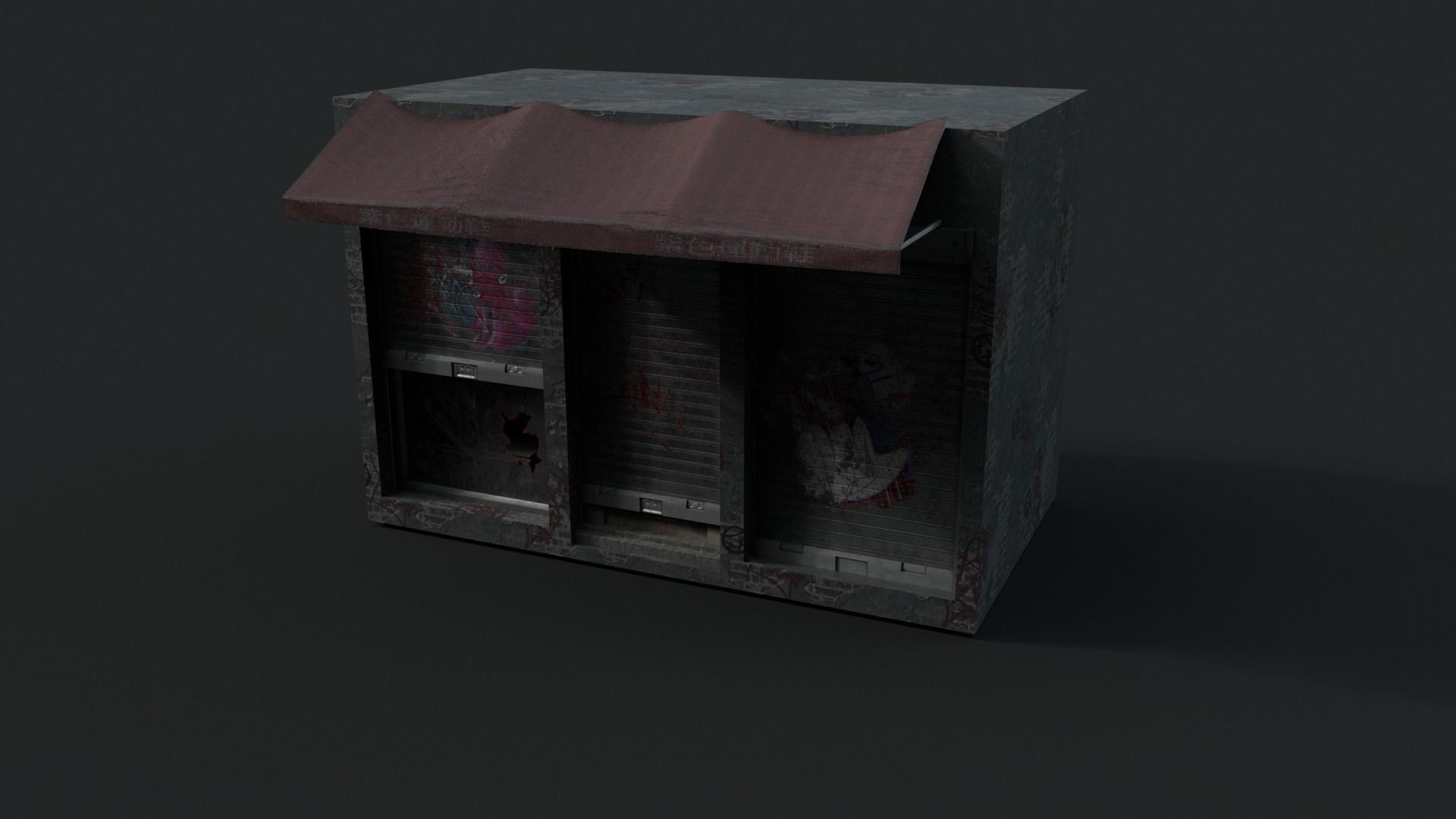 Scifi neon gun store - dangerous streets of cyberpunk city Low-poly 3D model_3