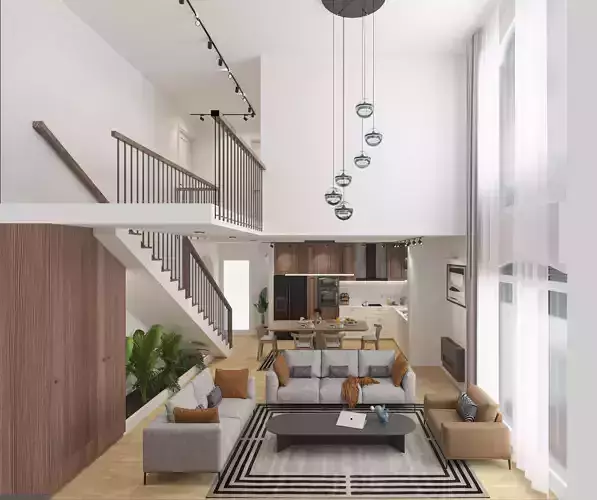 3d Interior House  - Scandinavian Style  039