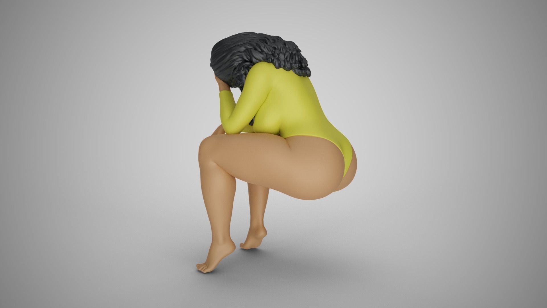 Sitting Woman Thinking 3D print model_7