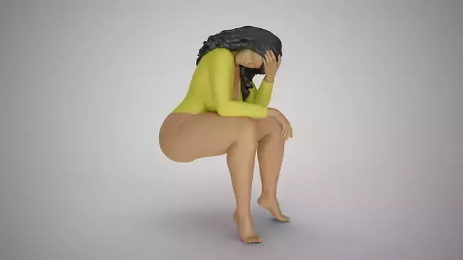 Sitting Woman Thinking 3D print model