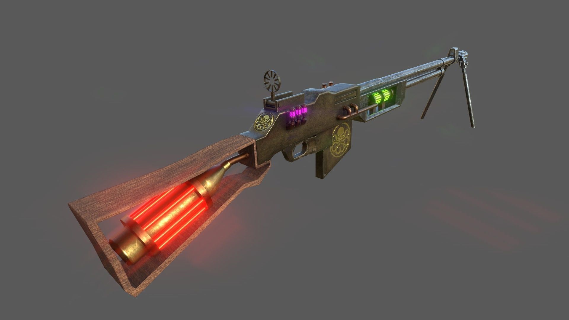 Steampunk Browning Automatic Rifle M1918 3D model_10