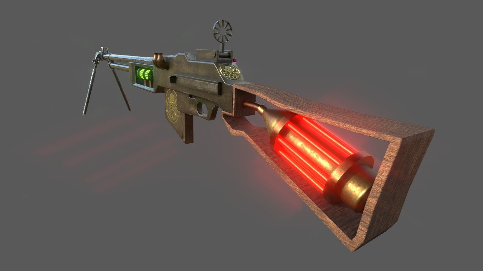 Steampunk Browning Automatic Rifle M1918 3D model_11