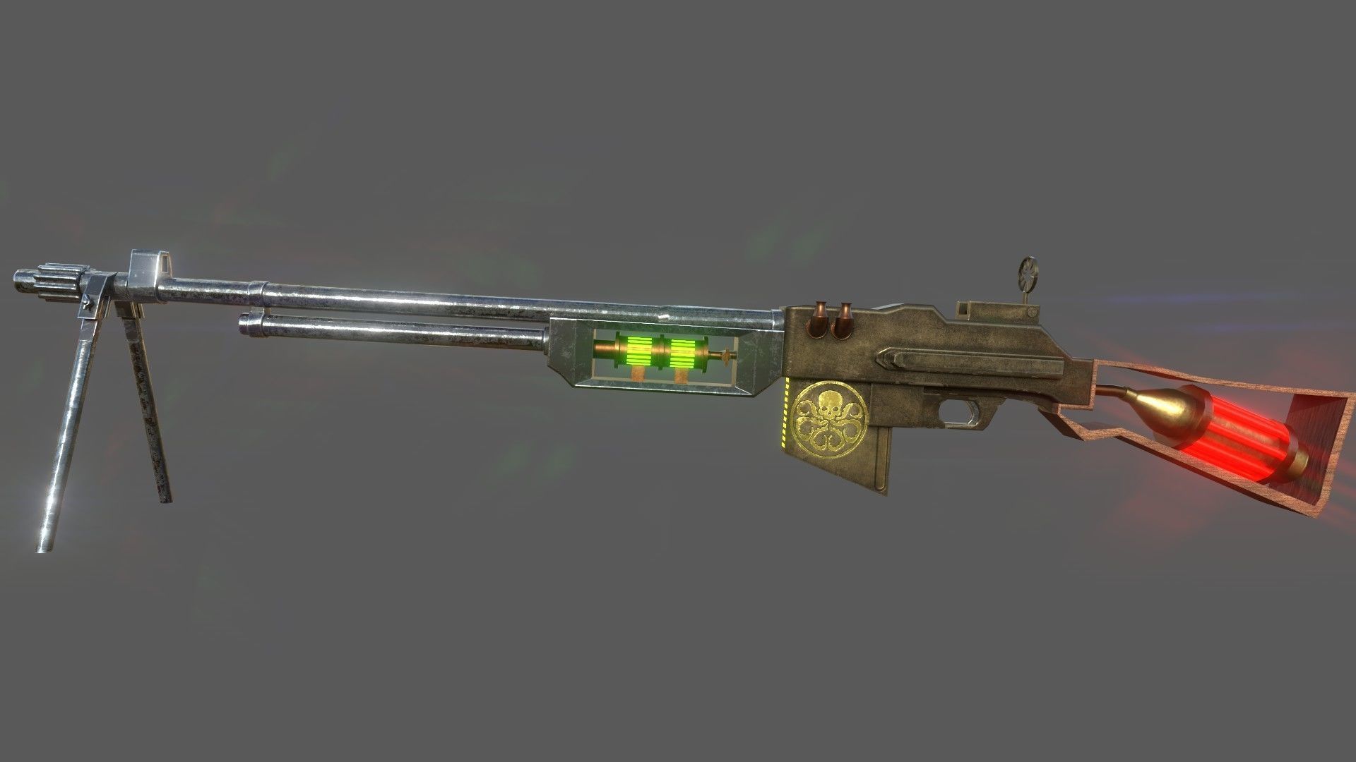 Steampunk Browning Automatic Rifle M1918 3D model_3