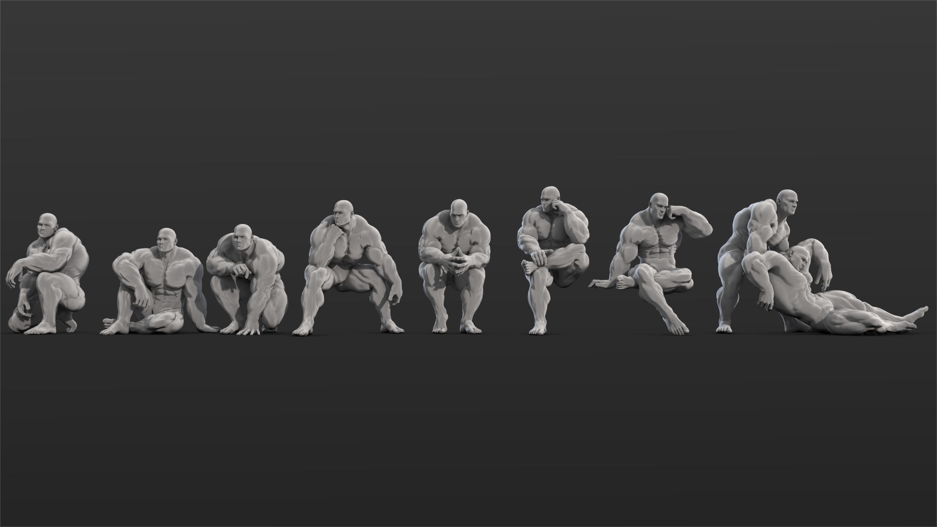36 Bodybuilder Figure Printable Set-01 3D model_6