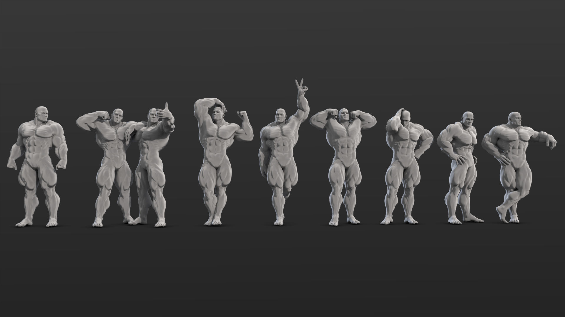 36 Bodybuilder Figure Printable Set-01 3D model_3