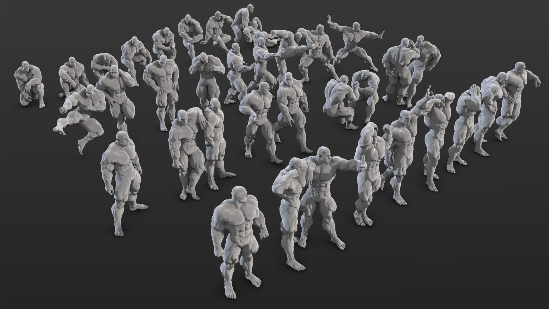 36 Bodybuilder Figure Printable Set-01 3D model_1