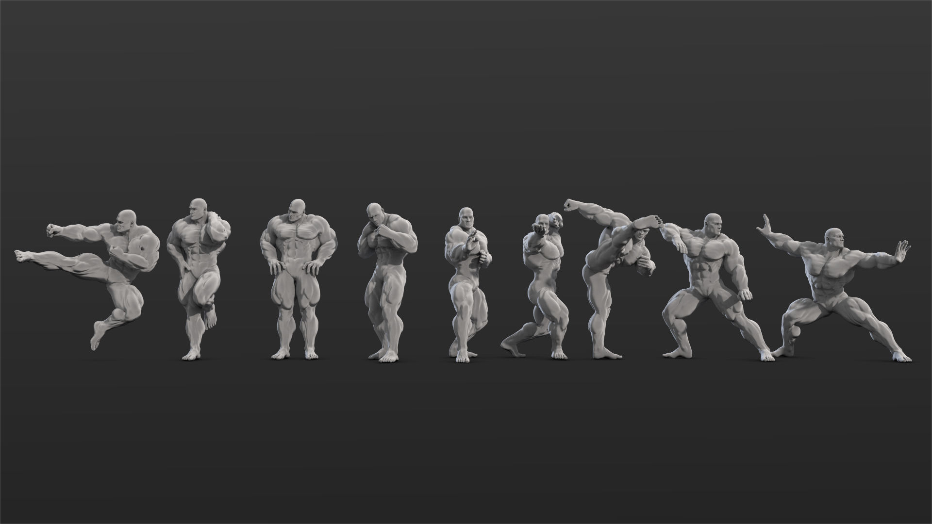 36 Bodybuilder Figure Printable Set-01 3D model_4