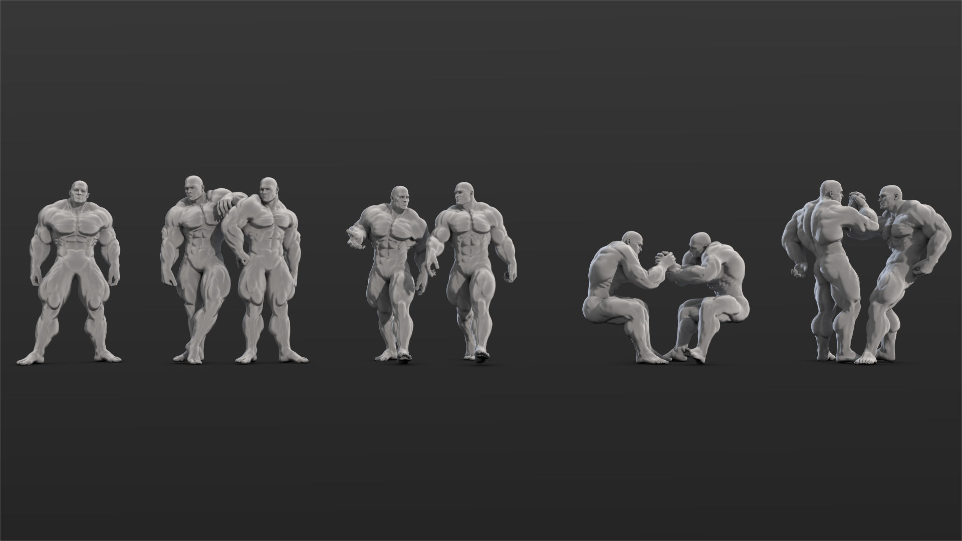36 Bodybuilder Figure Printable Set-01 3D model_5