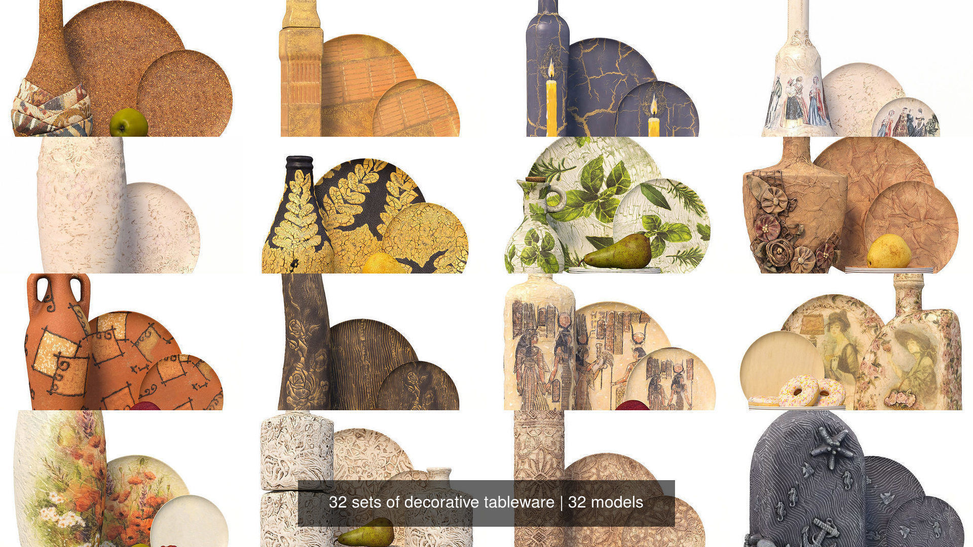 32 sets of decorative tableware 3D Model Collection_0