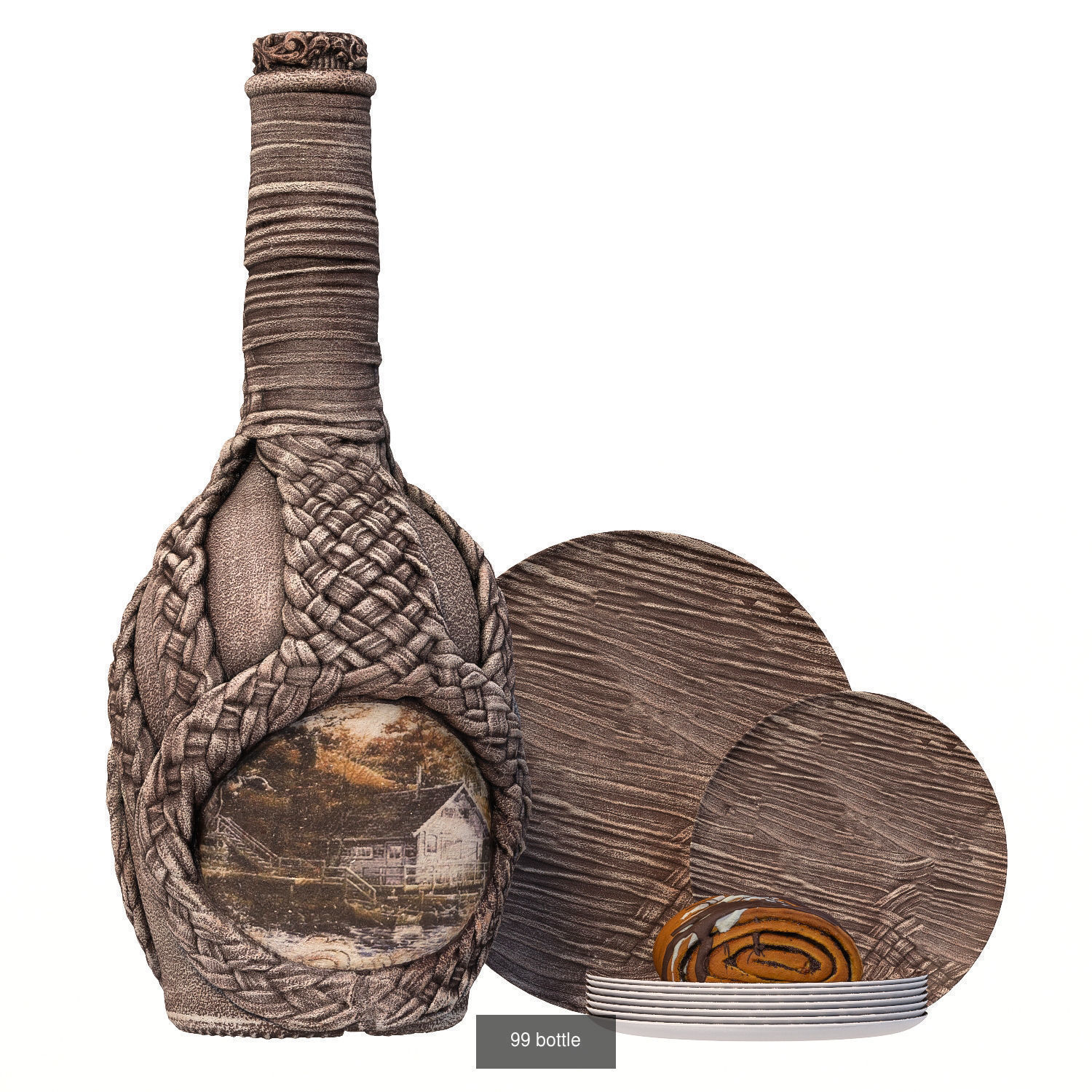 decorative set of bottles 3D Model Collection_1