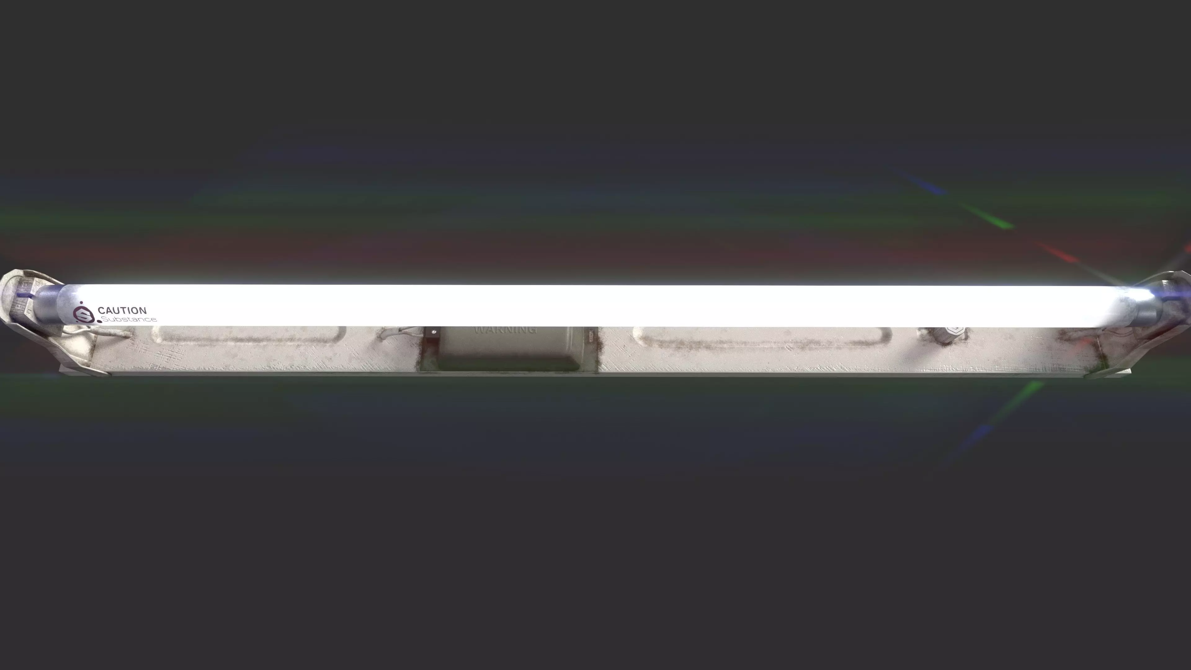 Tubelight fluorescent tube with light Low-poly 3D model_0