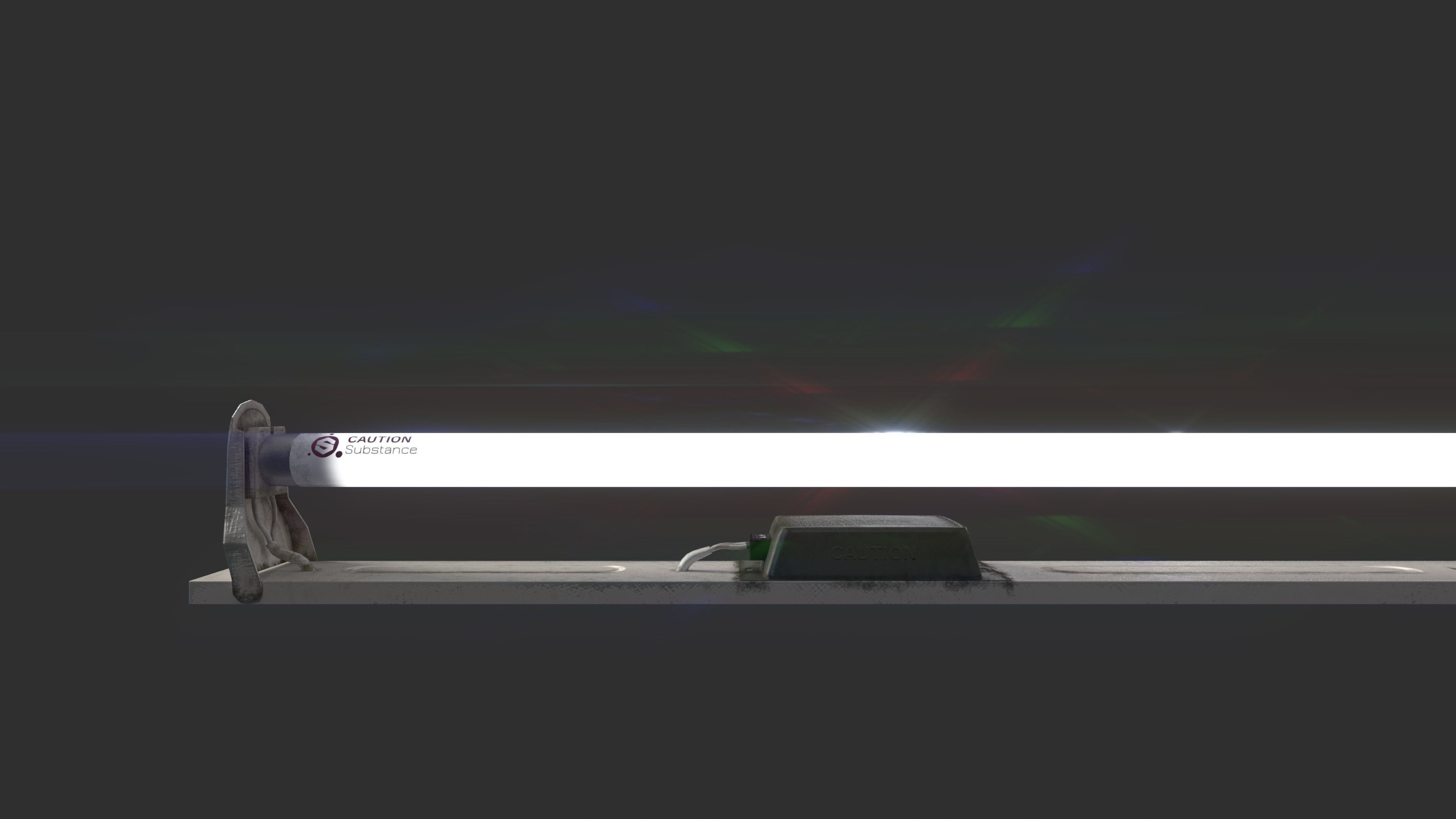 Tubelight fluorescent tube with light Low-poly 3D model_2