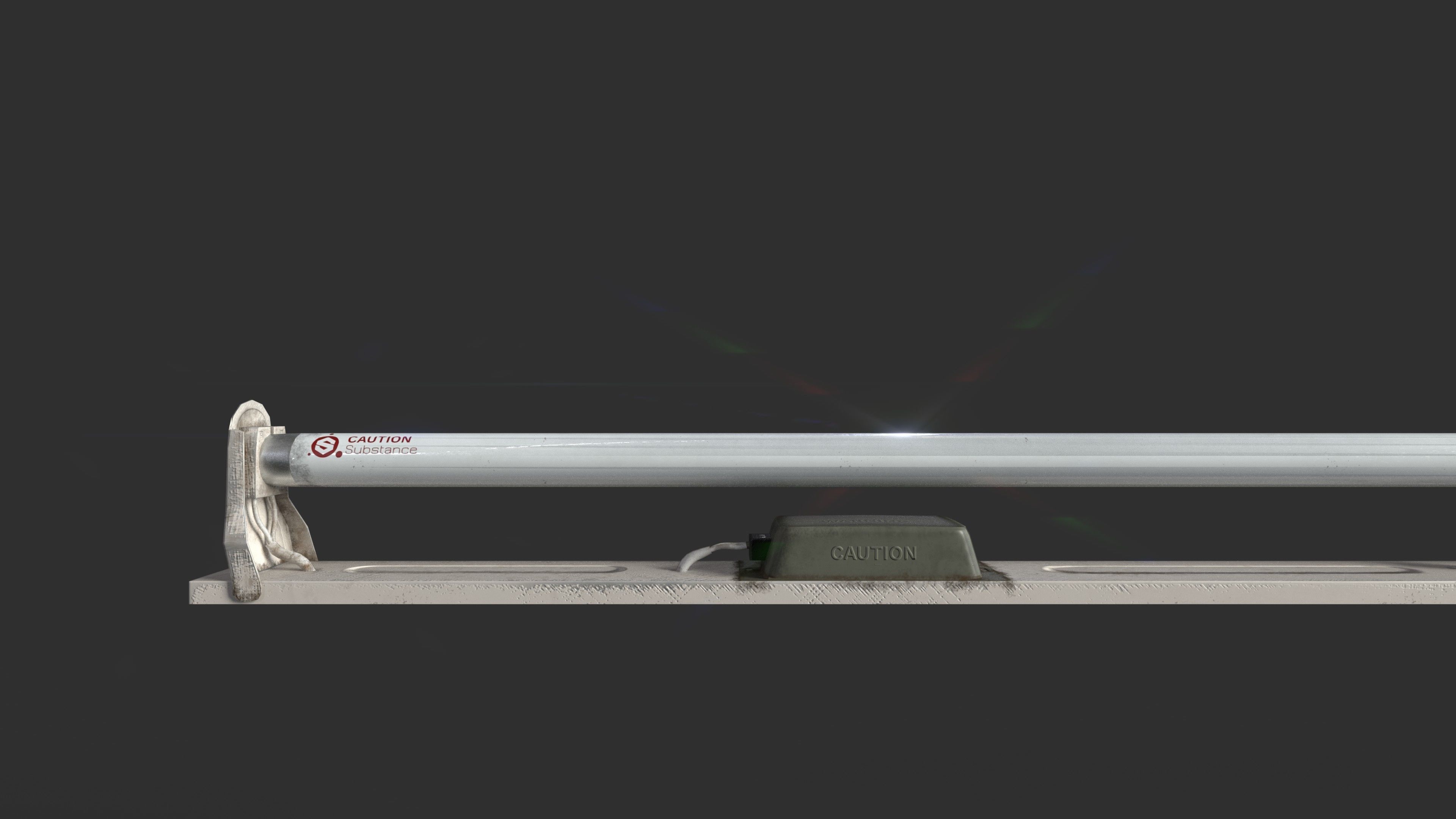 Tubelight fluorescent tube with light Low-poly 3D model_3