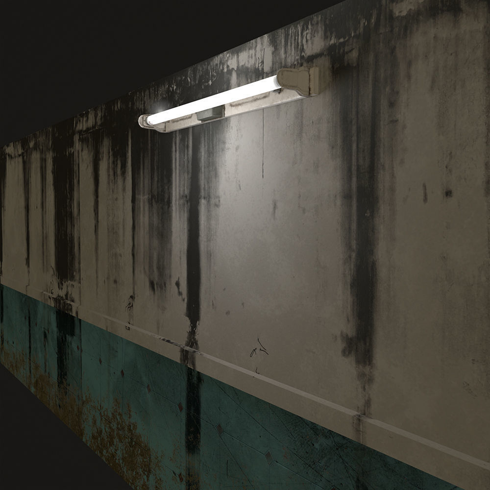 Tubelight fluorescent tube with light Low-poly 3D model_4