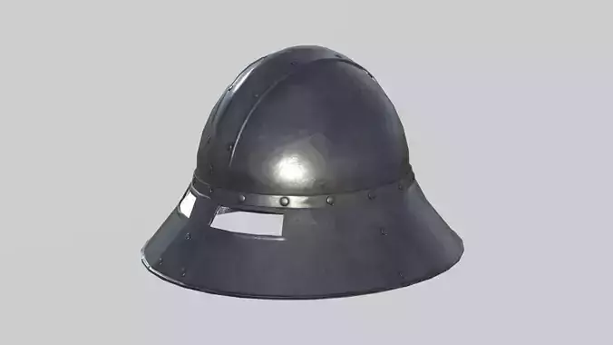 Medieval Kettle Helmet 02 Low-poly 3D model