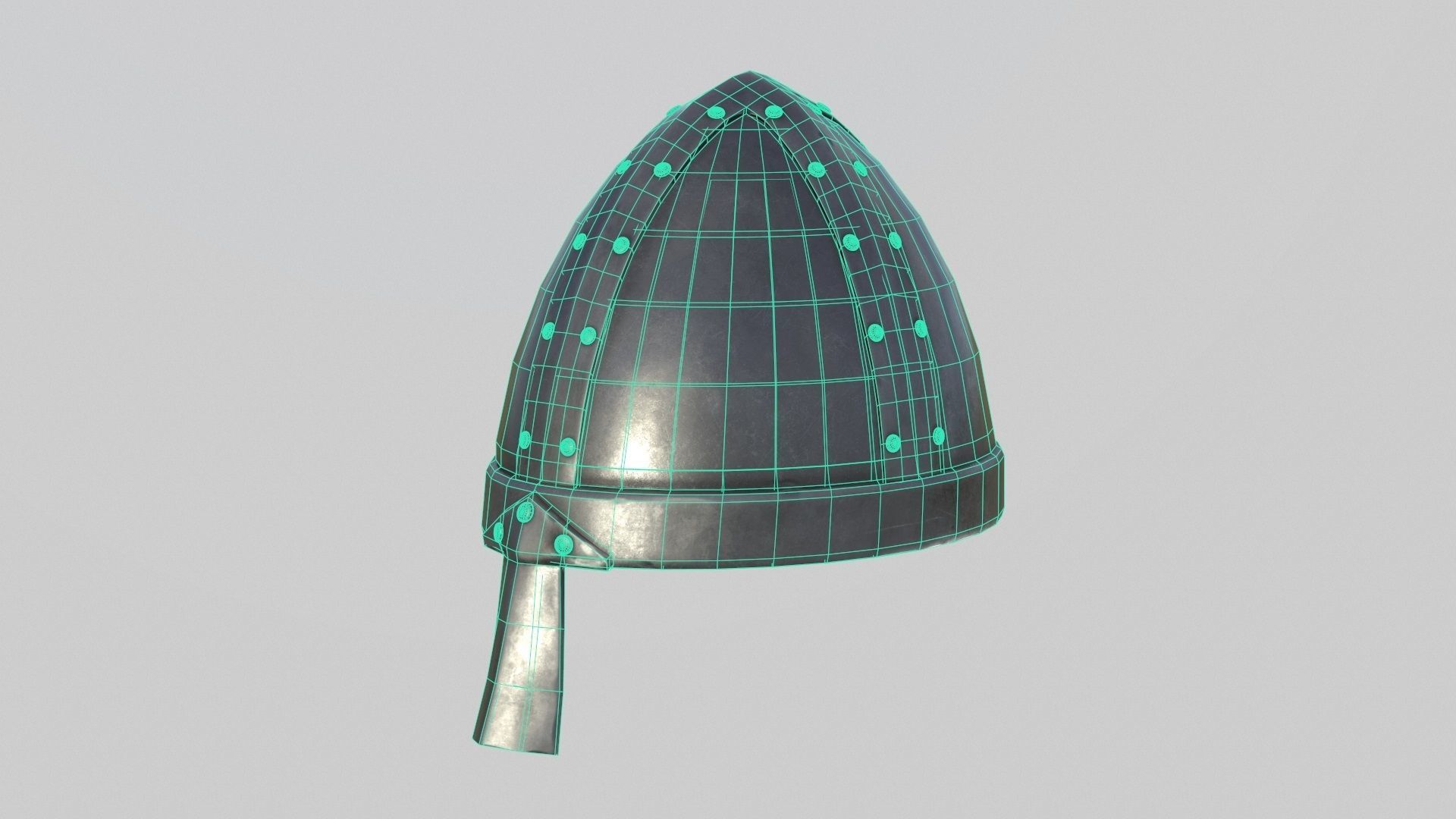 Medieval Norman Helmet Low-poly 3D model_9
