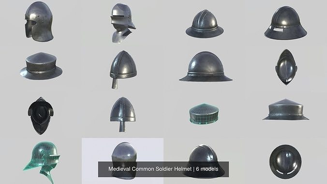 Medieval Common Soldier Helmet 3D Model Collection
