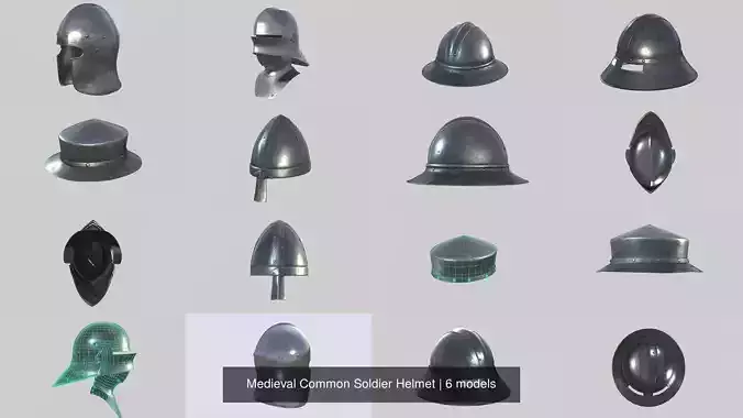 Medieval Common Soldier Helmet 3D Model Collection