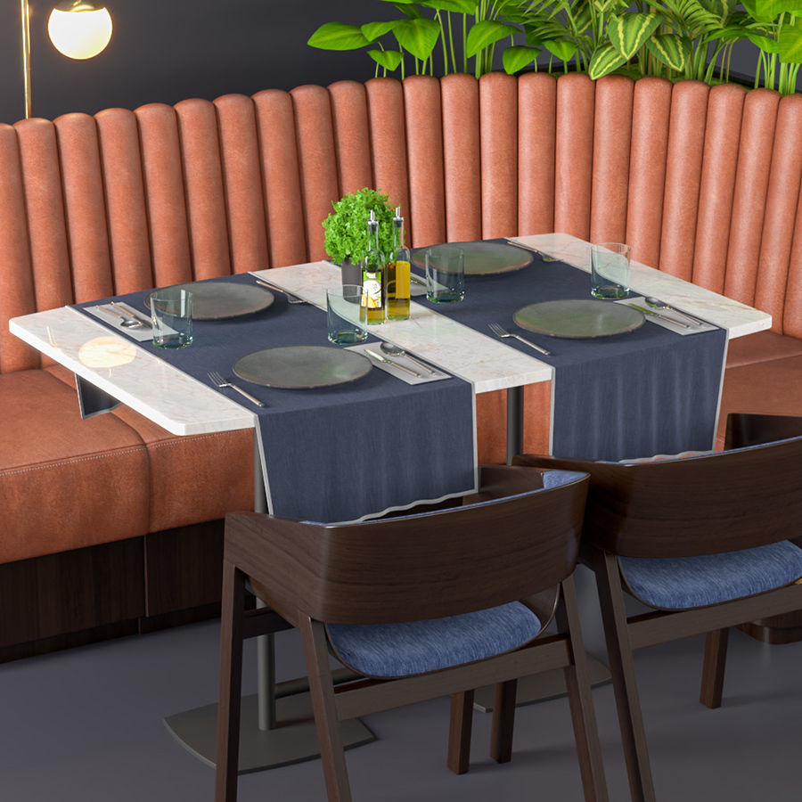 Restaurant seat L type 3D model_6