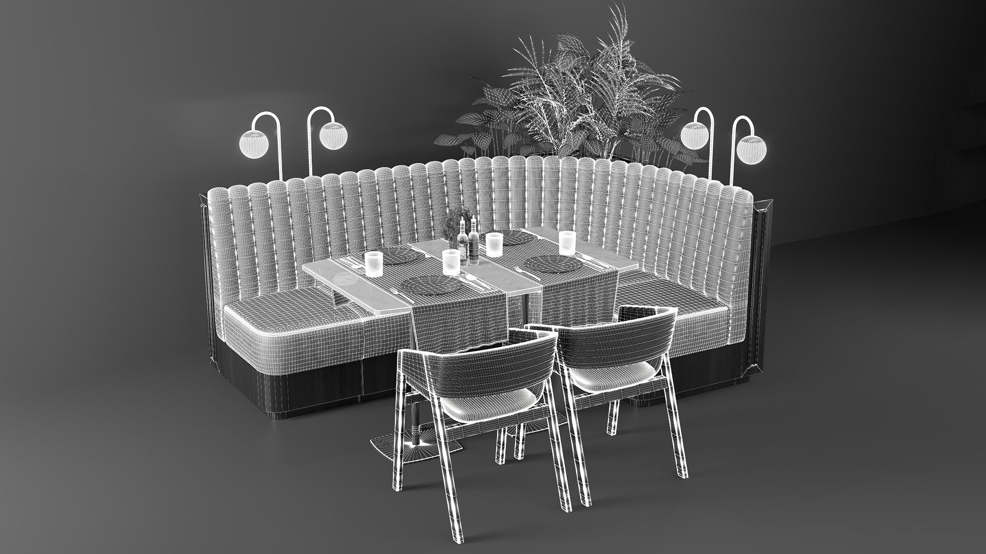 Restaurant seat L type 3D model_10