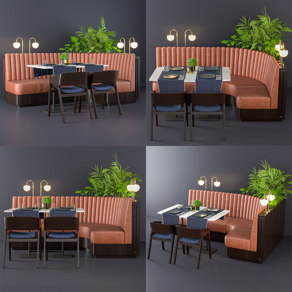Restaurant seat L type 3D model_9