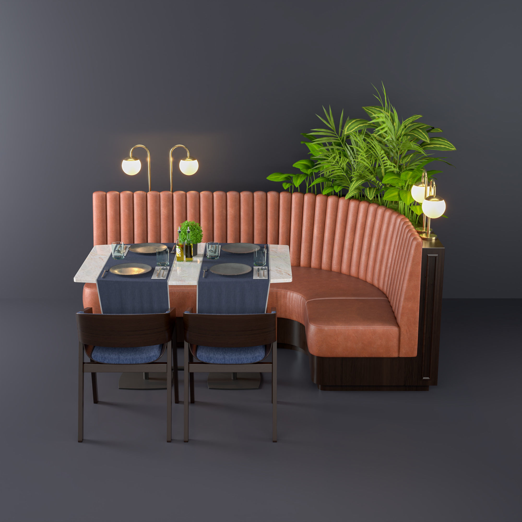 Restaurant seat L type 3D model_5