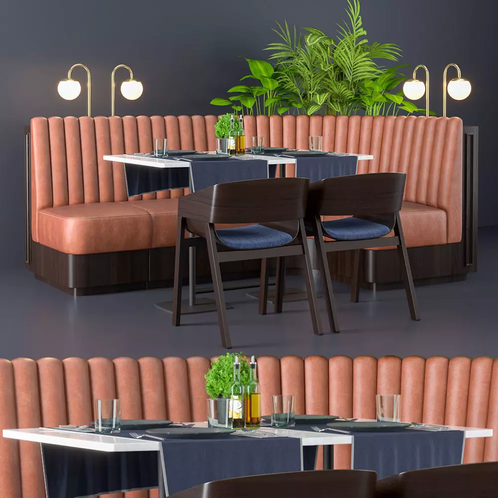 Restaurant seat L type 3D model_0