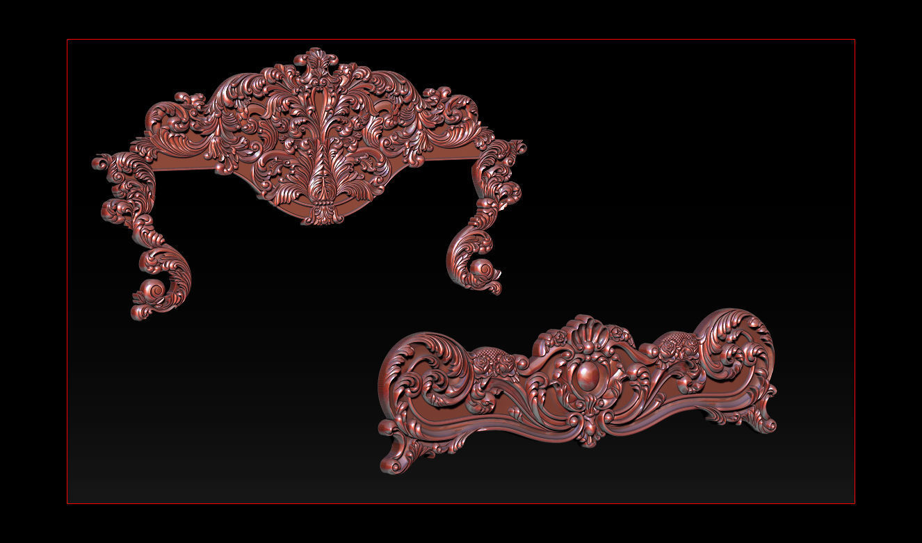 Classic Bed  3D relief models 3D print model_44