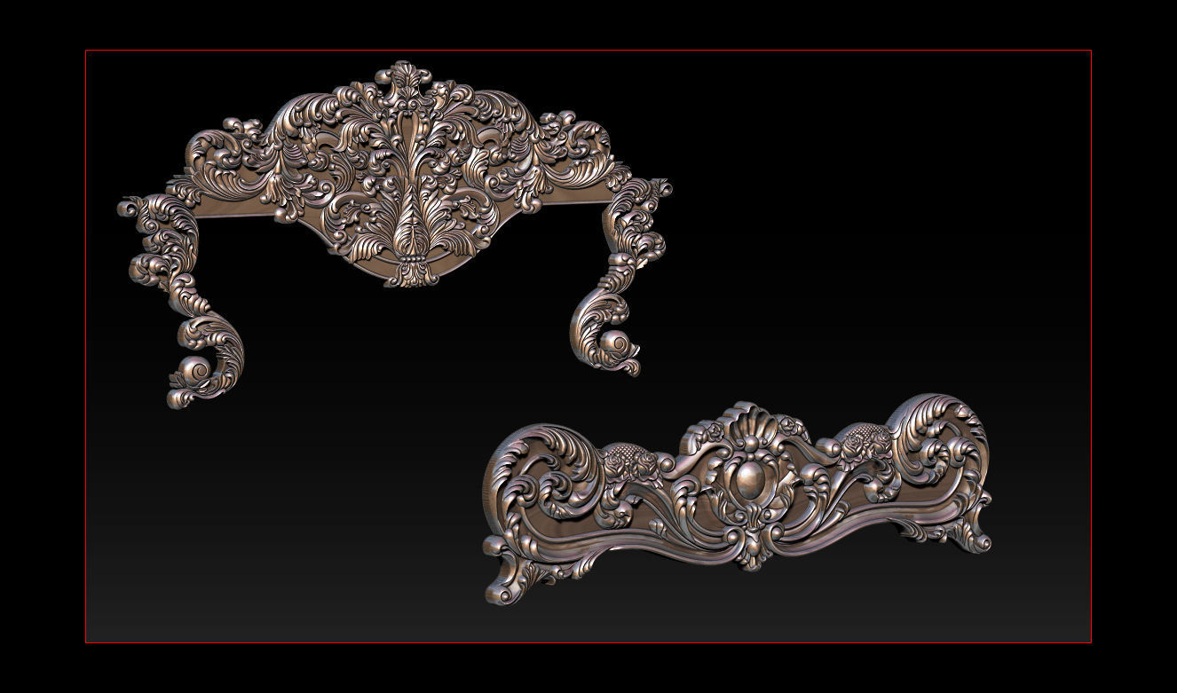 Classic Bed  3D relief models 3D print model_49