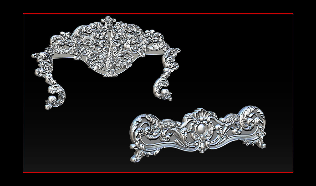 Classic Bed  3D relief models 3D print model_48