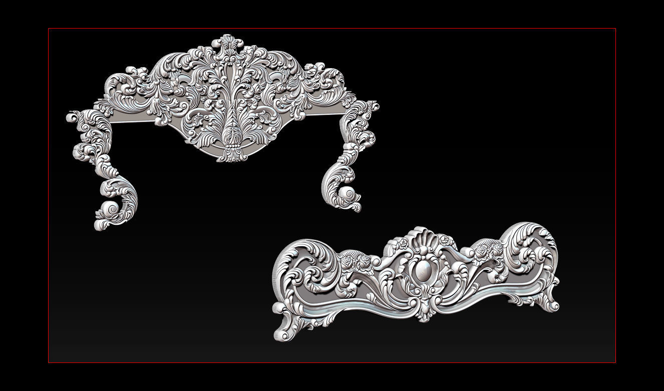 Classic Bed  3D relief models 3D print model_47