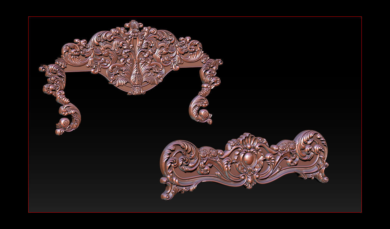Classic Bed  3D relief models 3D print model_51