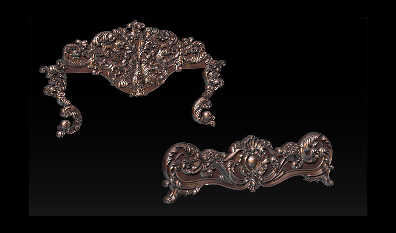 Classic Bed  3D relief models 3D print model_45