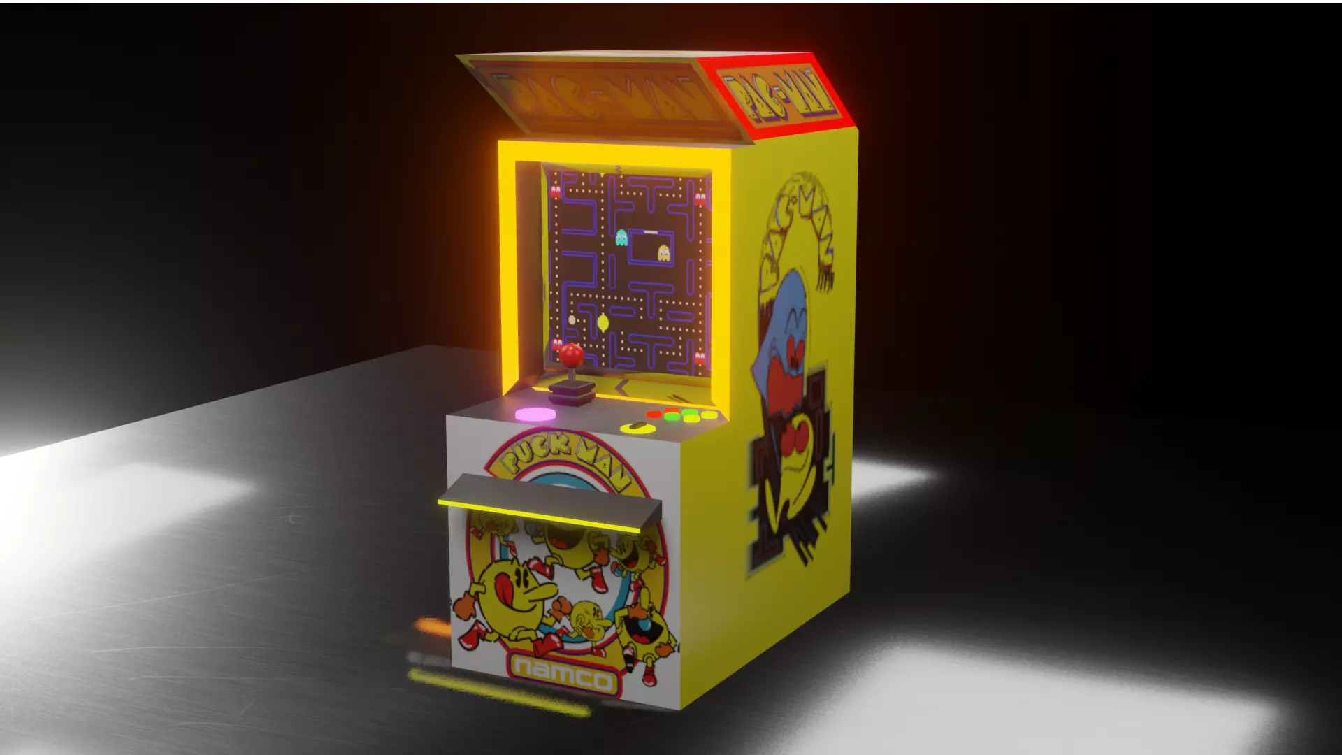 Arcade Machine Pacman Version Low-poly 3D model_0