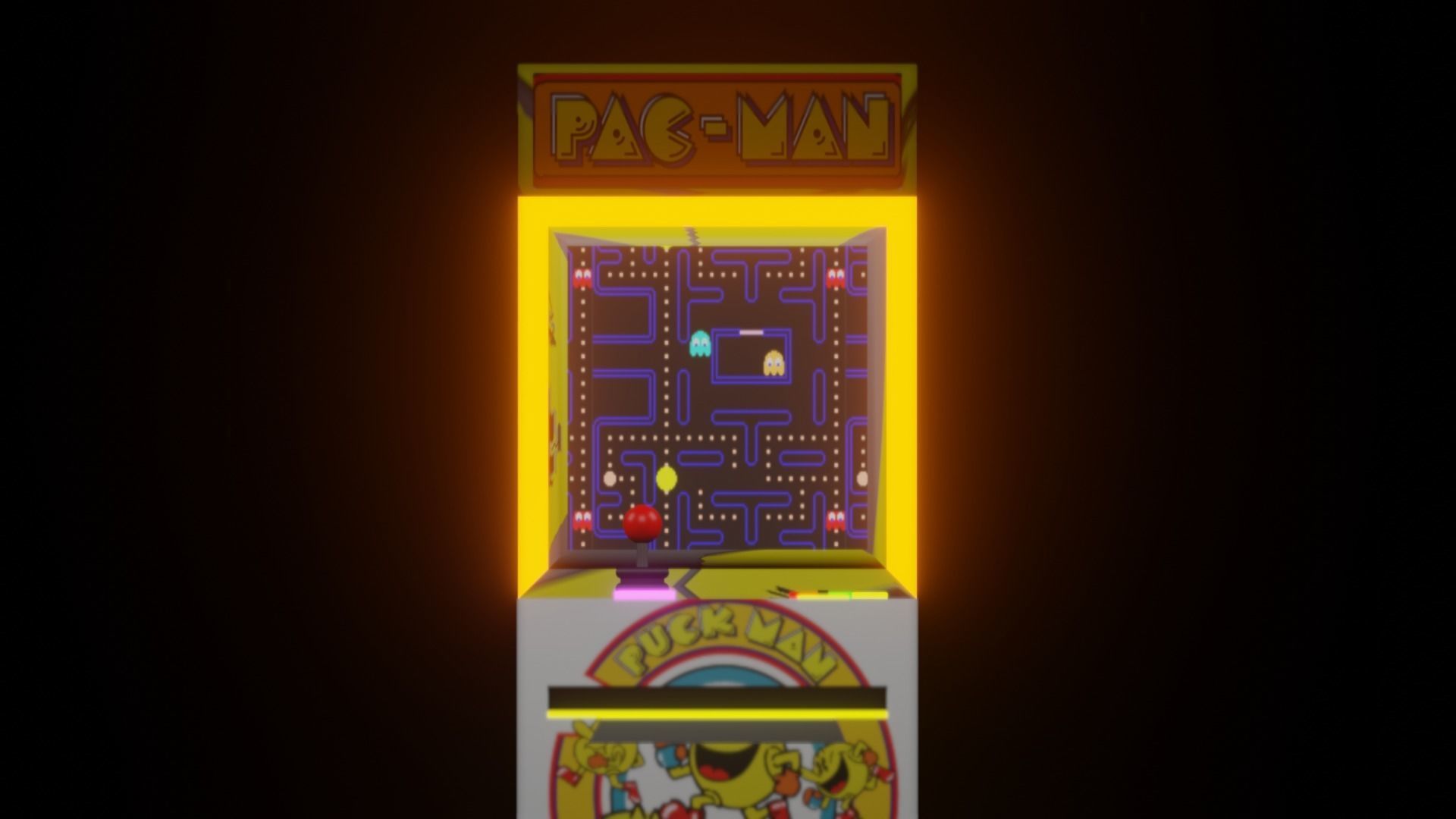 Arcade Machine Pacman Version Low-poly 3D model_4