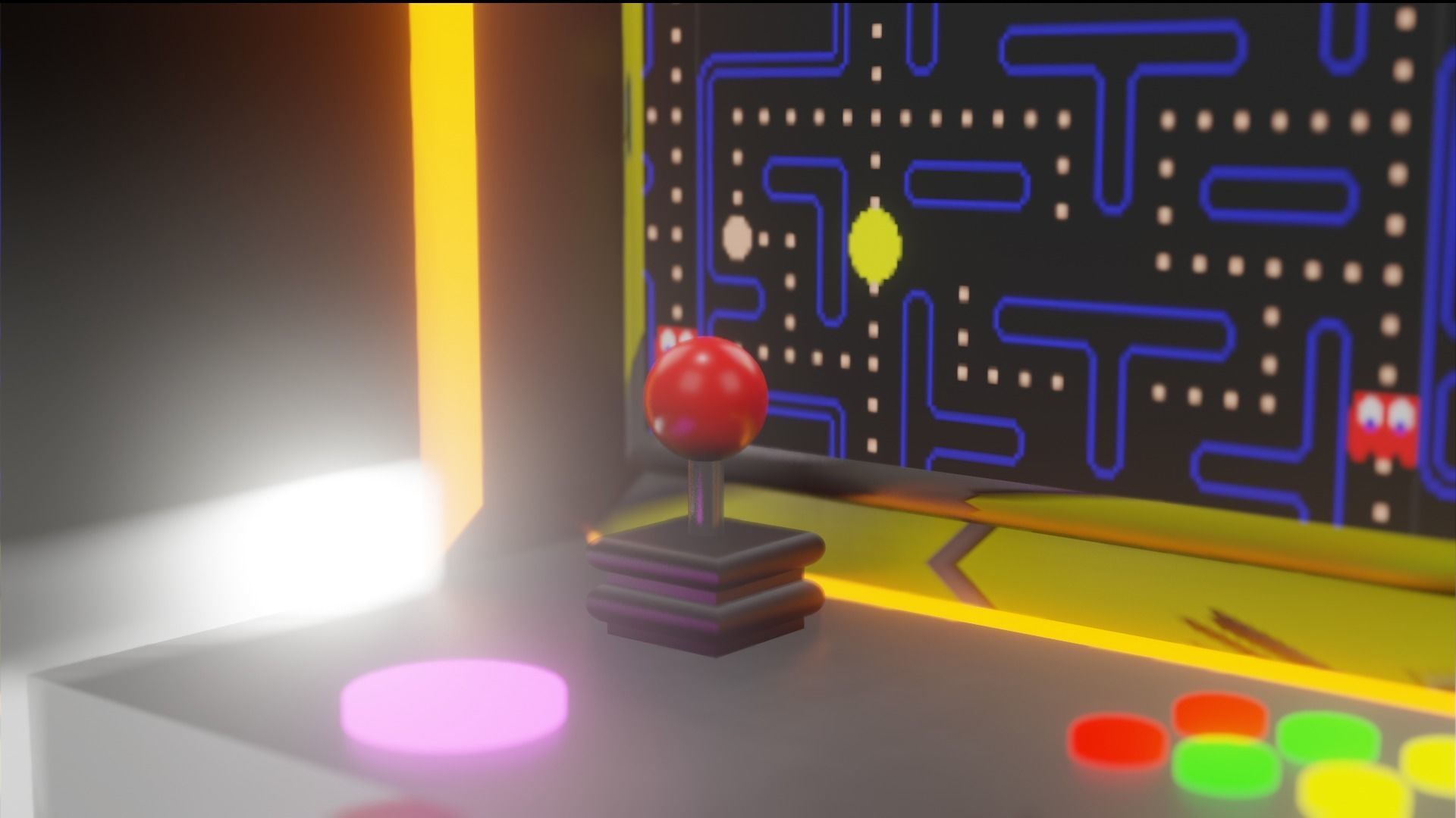Arcade Machine Pacman Version Low-poly 3D model_1
