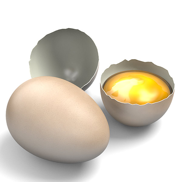 Intact and broken eggs 3D model_1