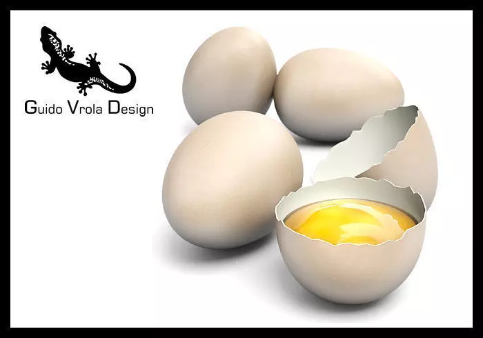 Intact and broken eggs 3D model_0