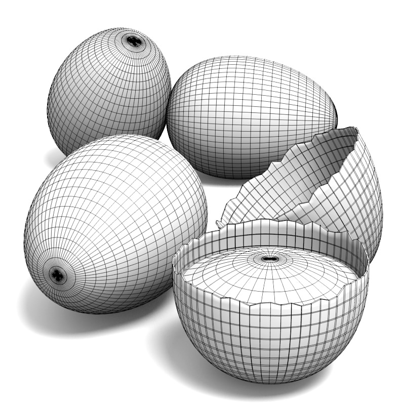 Intact and broken eggs 3D model_4